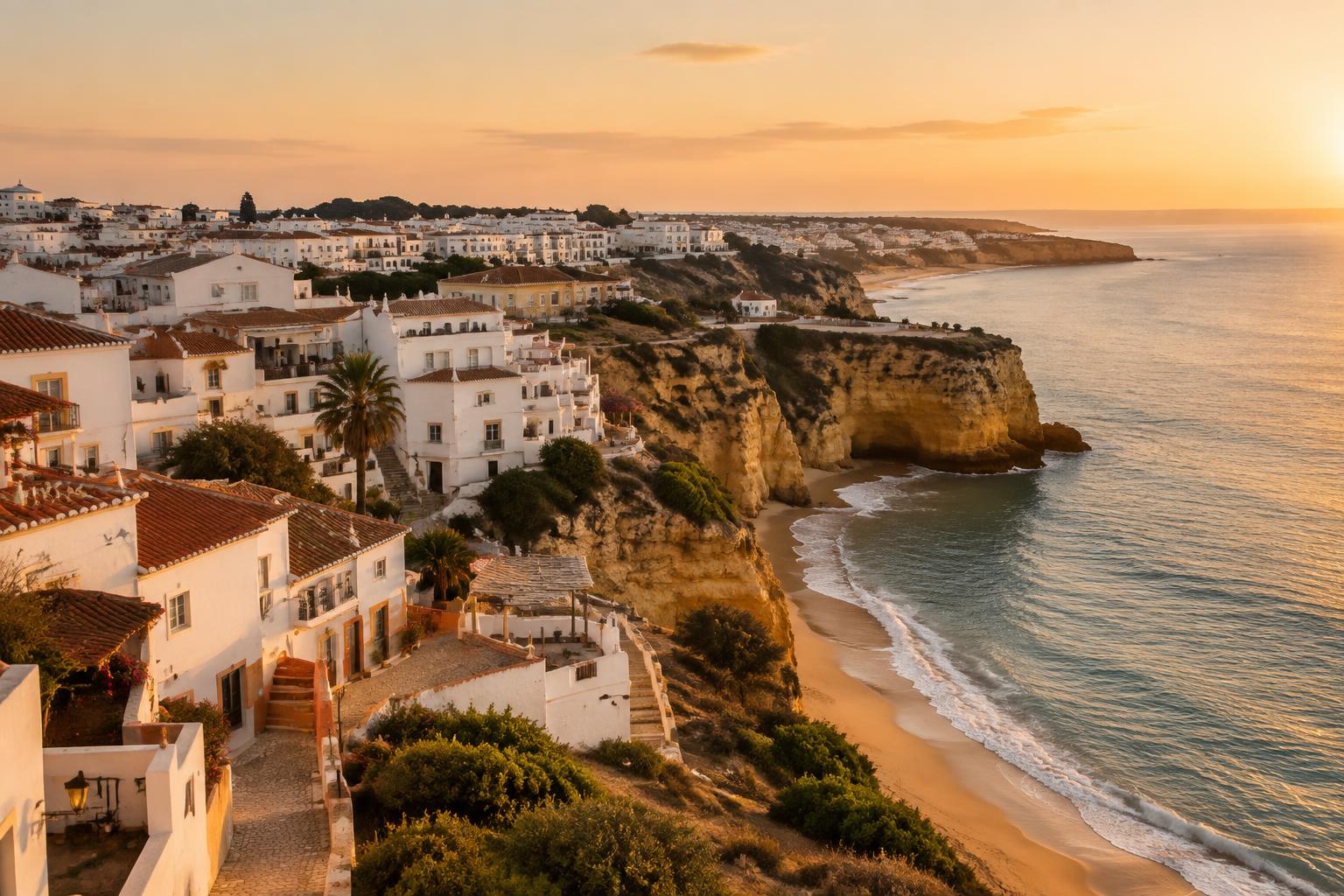 Vista sobre a costa de Albufeira, no Algarve