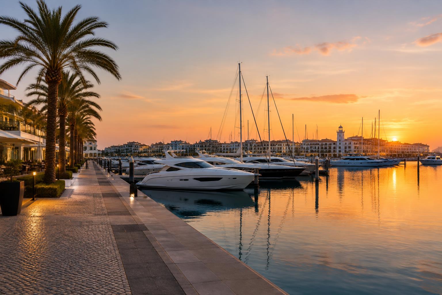 A marina de Vilamoura ao final da tarde